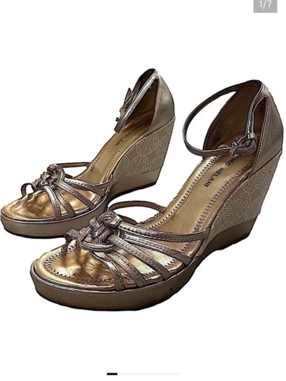 Antonio Melani Skylar Gold Wedge Open Toe Women’s Sandals Size 8.5
